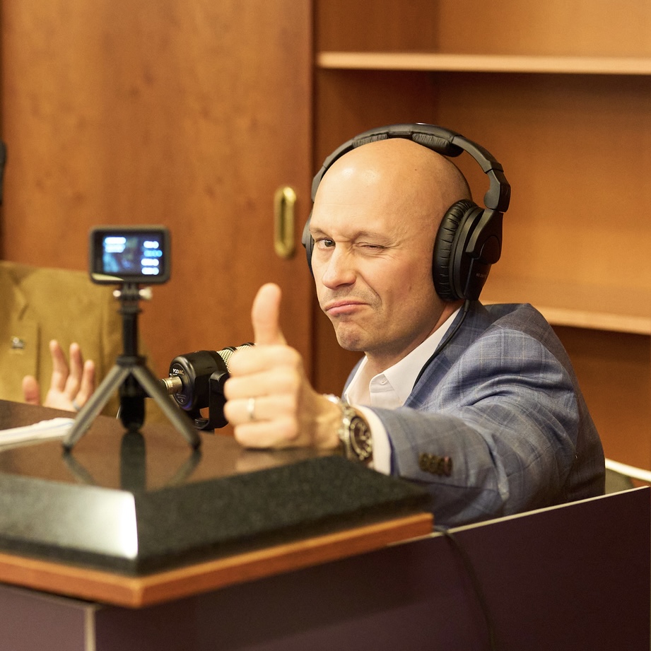 Adam Mattis recording the show